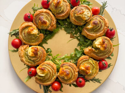 Mozzarella Pesto Christmas Wreath